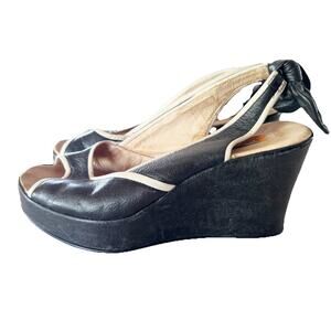 Miz Mooz Black and Tan Wedge Heels